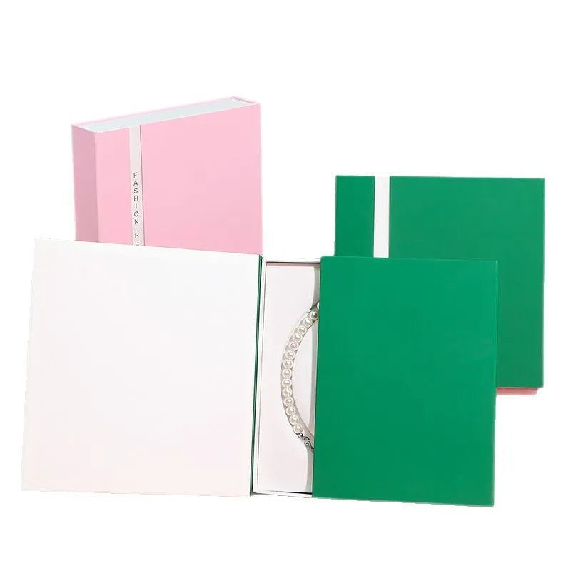 Elegant Pearl Necklace Box Double Open Mother's Day Goddess Gift Jewelry Packaging Paper Touch Feeling Gold Stamping