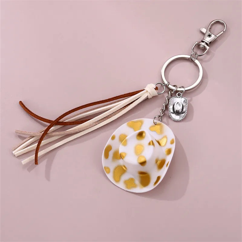 Casual Preppy Style Simple Style hat Alloy Plastic Tassel Bag Pendant Keychain