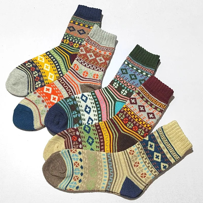 men's fashion printing wool crew socks