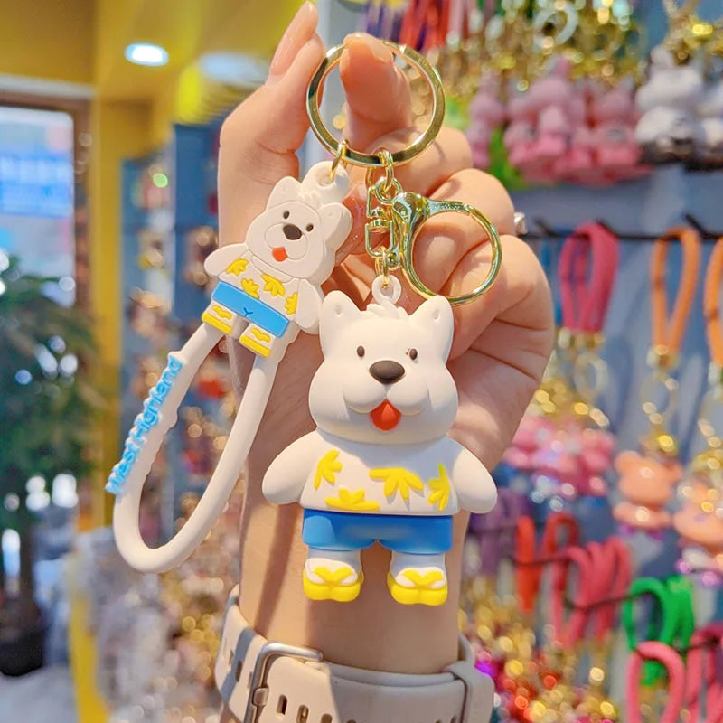 Fashionable Soft Silicone West Highland Dog Keychain Couple Bag Hanging Decoration Precise Gift Key Holder Accessories