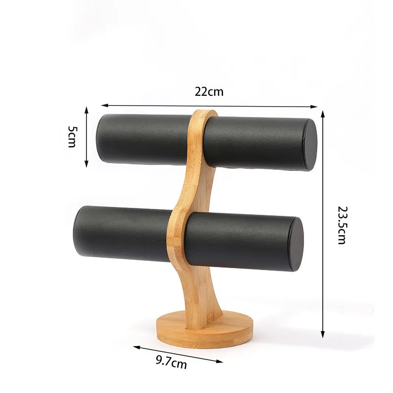 1 Piece Bamboo Wood Flannel Retro Classic Style Solid Color Jewelry Display