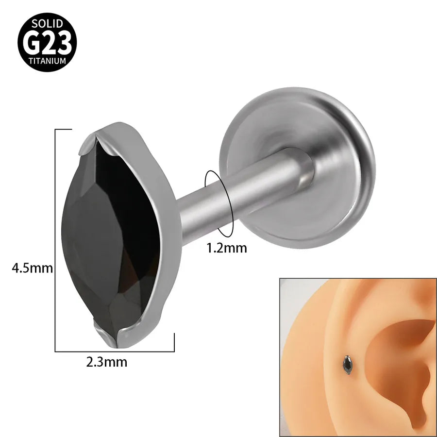 1 Piece Lip Rings Classic Style Colorful Water Droplets G23 Titanium Synthetic opal Zircon Inlay Synthetic opal Zircon