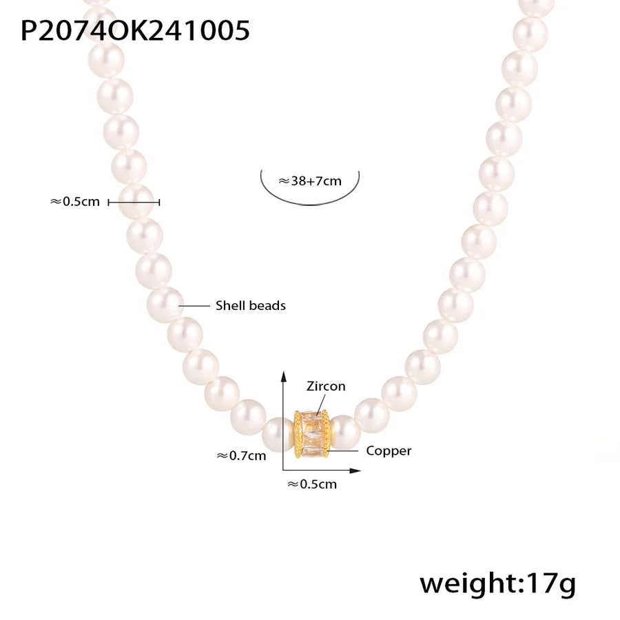 Princess Luxurious British Style chain 18K Gold Plated Imitation Pearl Copper Wholesale Necklace