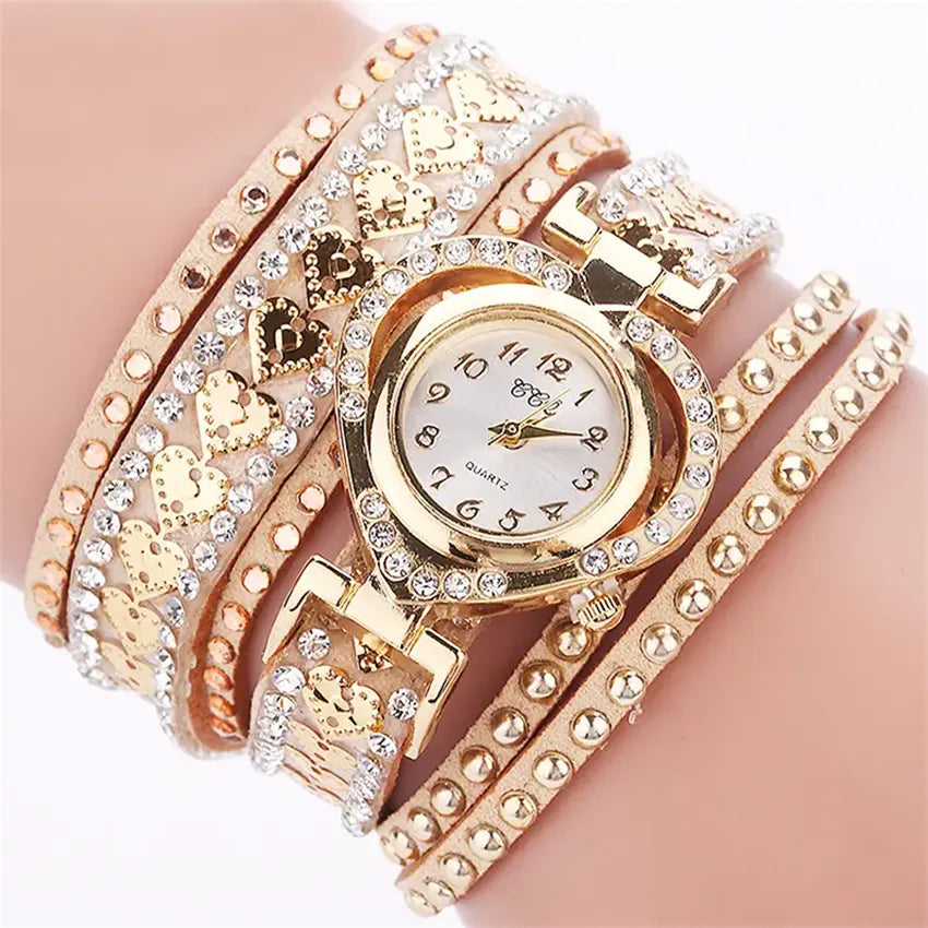 classic style heart shape buckle quartz women's watches