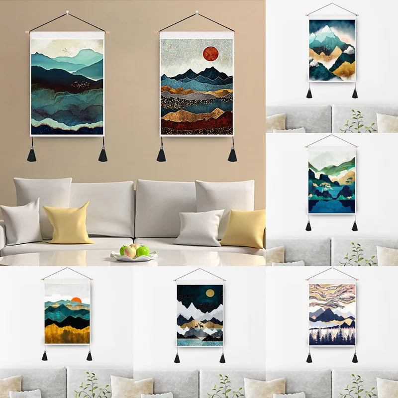 elegant landscape polyester tapestry artificial decorations