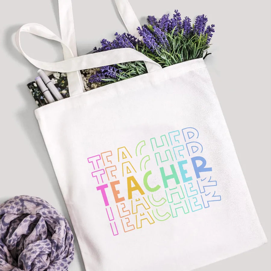 foreign trade Teach Love Rainbow printed canvas bag shoulder bag student fashion handbag spot
