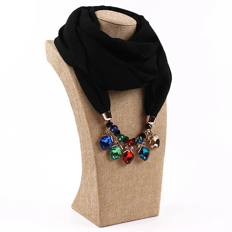 women's elegant solid color chiffon tassel scarf