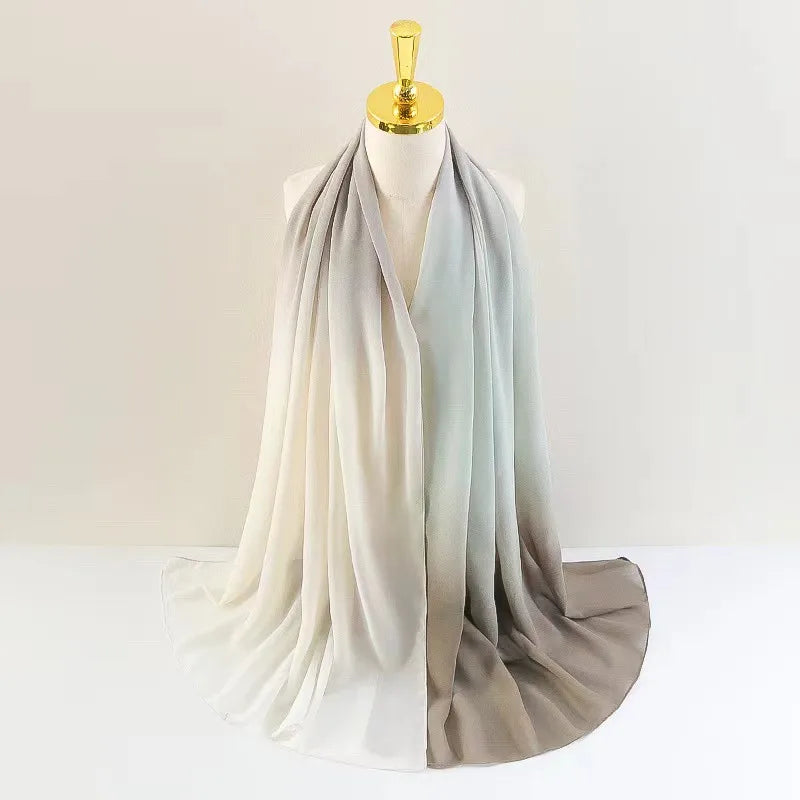 women's casual solid color chiffon printing scarf kerchief