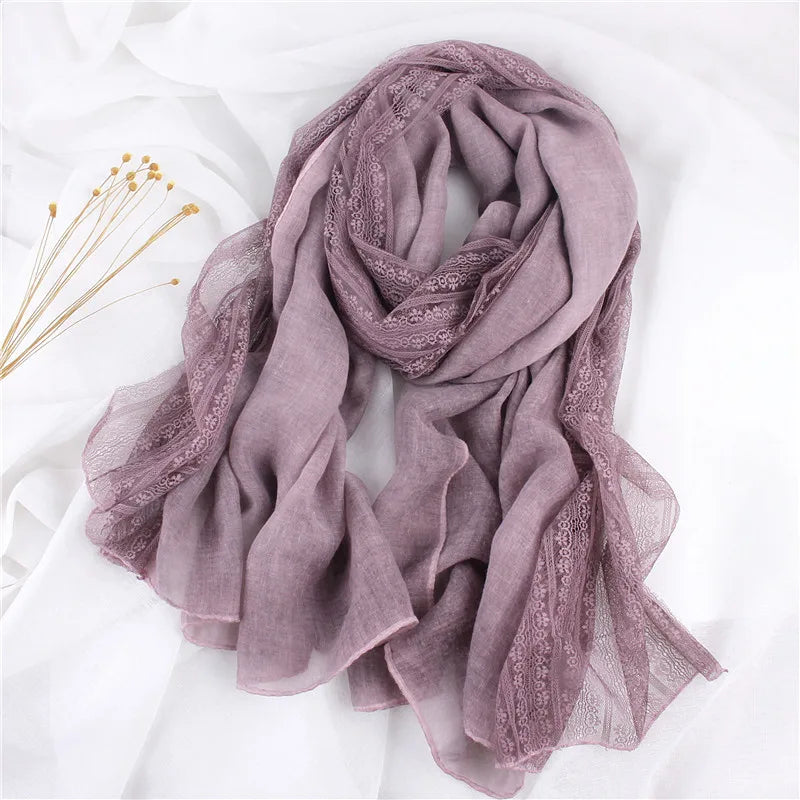 women's elegant solid color cotton scarf