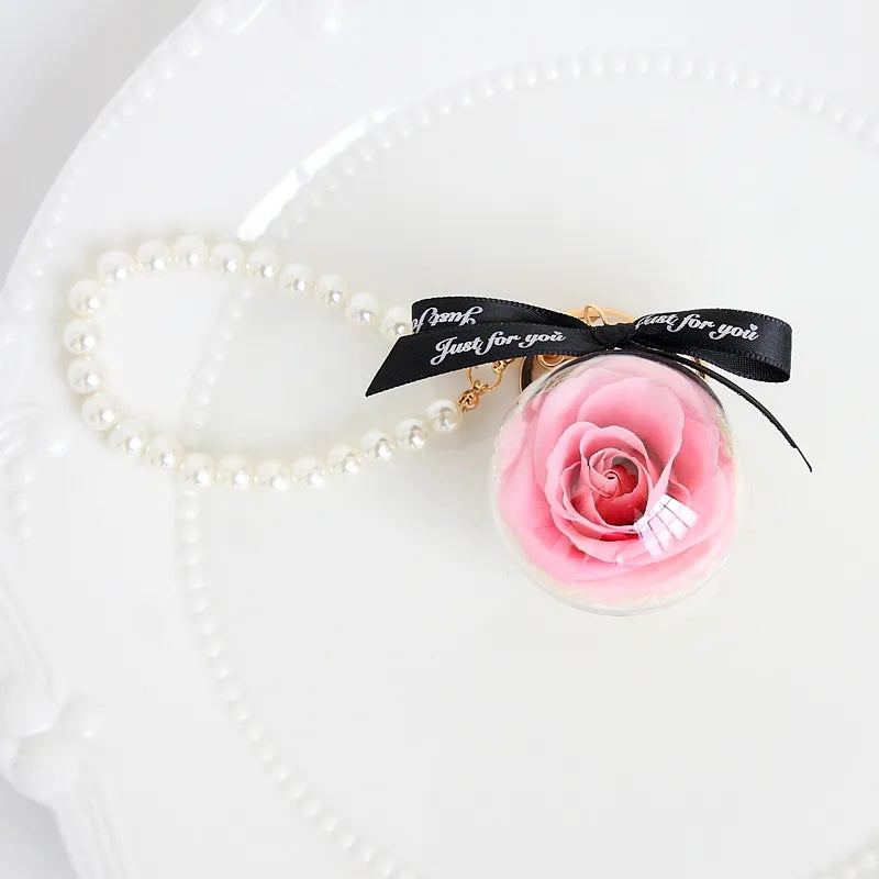 cute letter preserved flower women's keychain