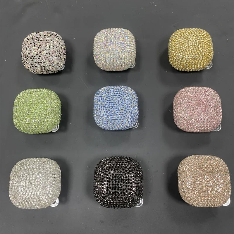 PC Rhinestone Solid Color Shiny Earphone case Phone Accessories