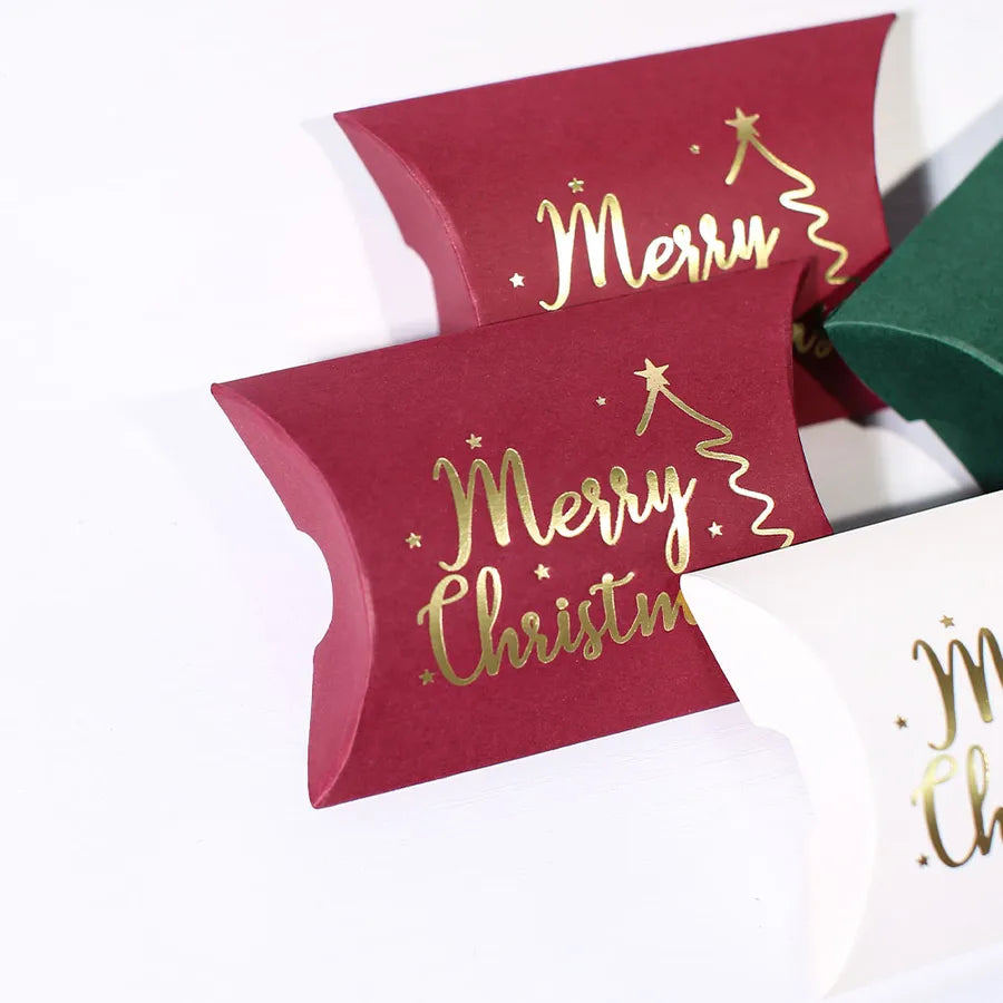 Merry Christmas Gift Box Gold Stamping Christmas Tree Holiday Decoration Gift Box Christmas Theme White Cardstock Packaging
