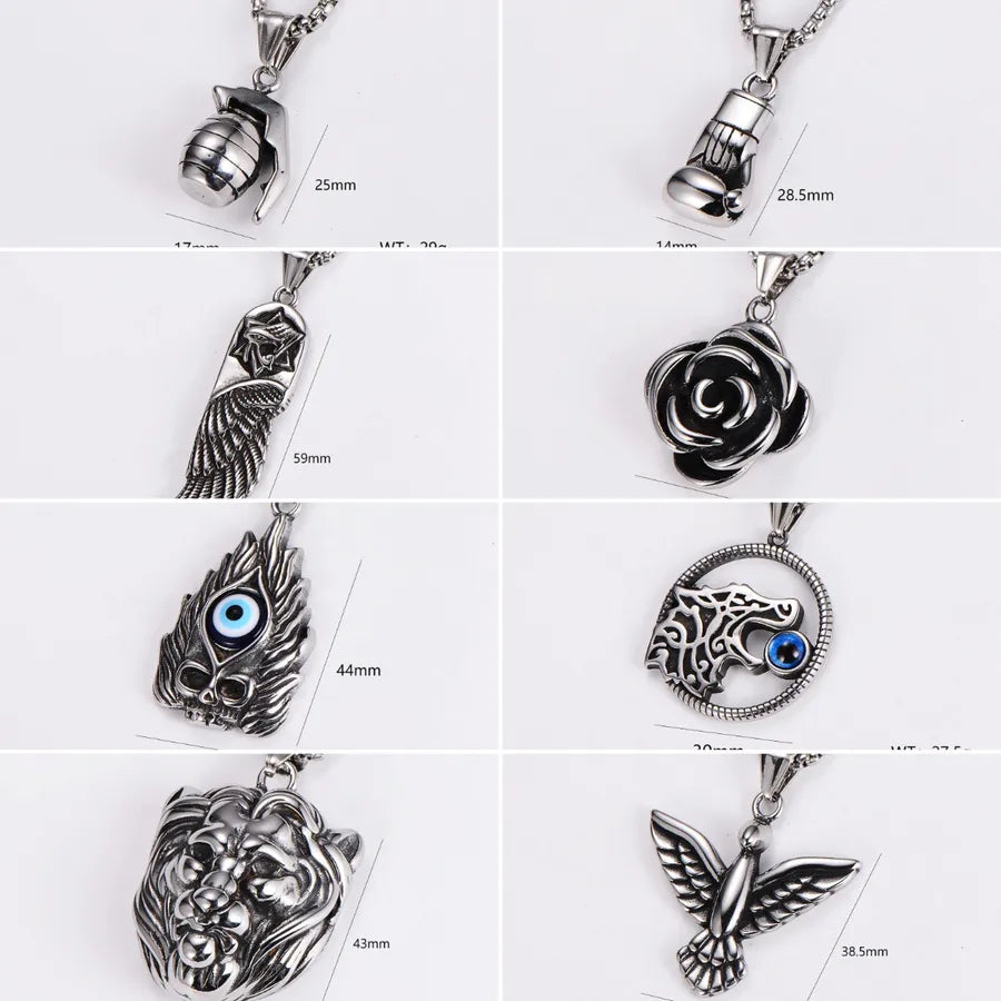 Wholesale Jewelry Retro Punk Round 304 Stainless Steel Pendant Necklace box chain