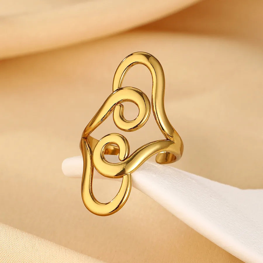 Wholesale Jewelry Artistic Solid Color 304 Stainless Steel 14K Gold Plated Rings