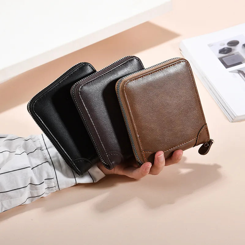 Men's Solid Color Pu Leather Open Small Wallets