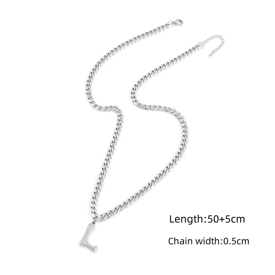 Wholesale Jewelry Modern Style Classic Style Letter 201 Stainless Steel 304 Stainless Steel Pendant Necklace Cuban Link Chain Curb Chain