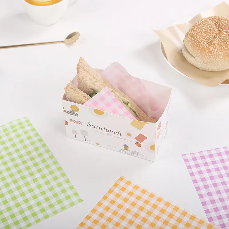 Square 18cm Oil-resistant Laminated Paper Burger Box Pad Paper Bento Cake Separation Paper Sandwich Packaging Paper