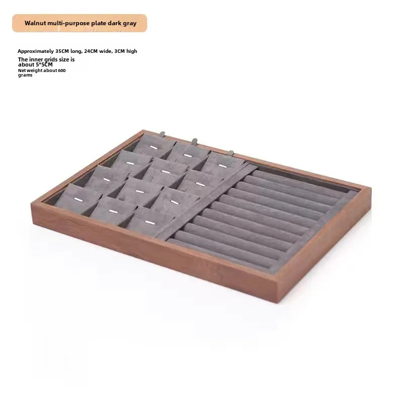 Walnut wood grain jewelry storage box ring tray stud earrings necklace watch tray jewelry bracelet display