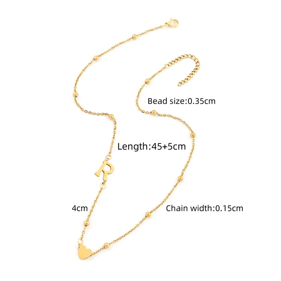 Wholesale Jewelry Elegant Simple Style Classic Style Letter Heart Shape 201 Stainless Steel 304 Stainless Steel Pendant Necklace cable chain