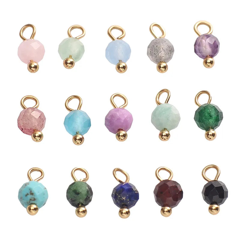 Handmade Natural Stone Pendant Beads Small Drop Earrings Bracelet Necklace Weaving Material Accessories Simple Style Jewelry