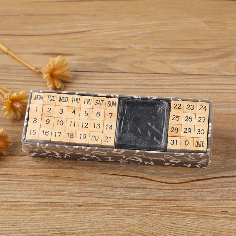 basic notebook set typewriter digital letter seal diy album diary wooden stamp 40 pieces