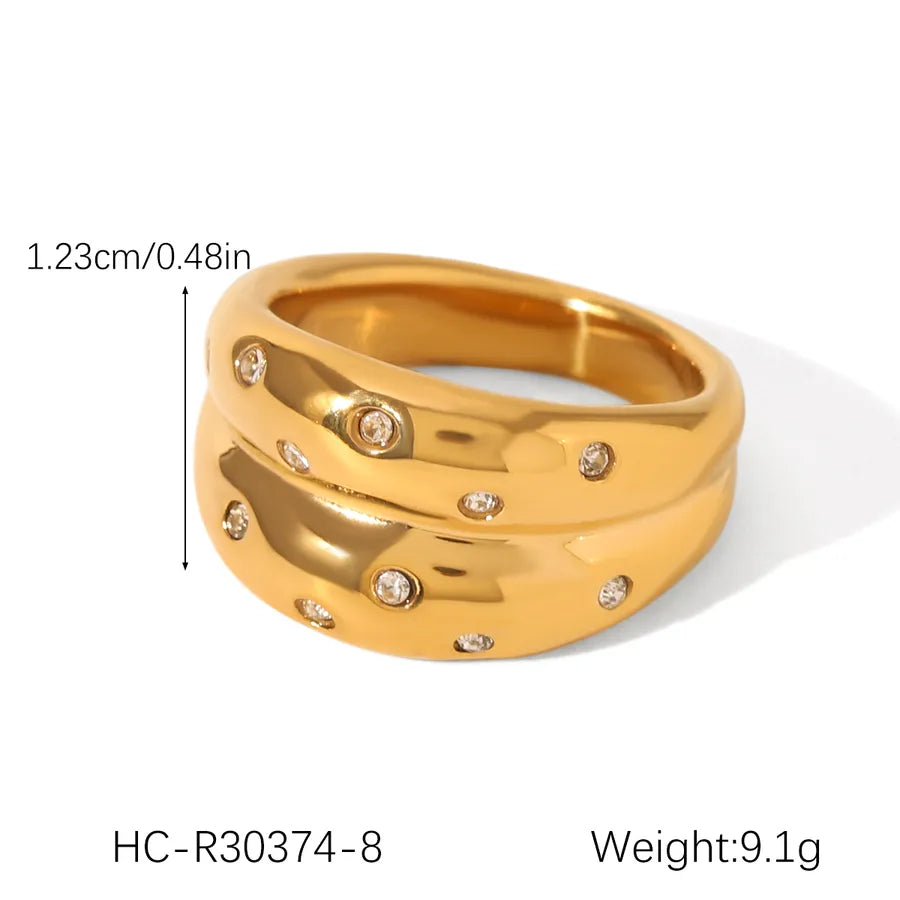 Wholesale Jewelry IG Style Casual Luxurious Cross 304 Stainless Steel Titanium Steel Zircon 18K Gold Plated Inlay Rings