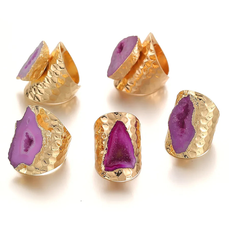 classic style commute color block agate artificial gemstones rings in bulk