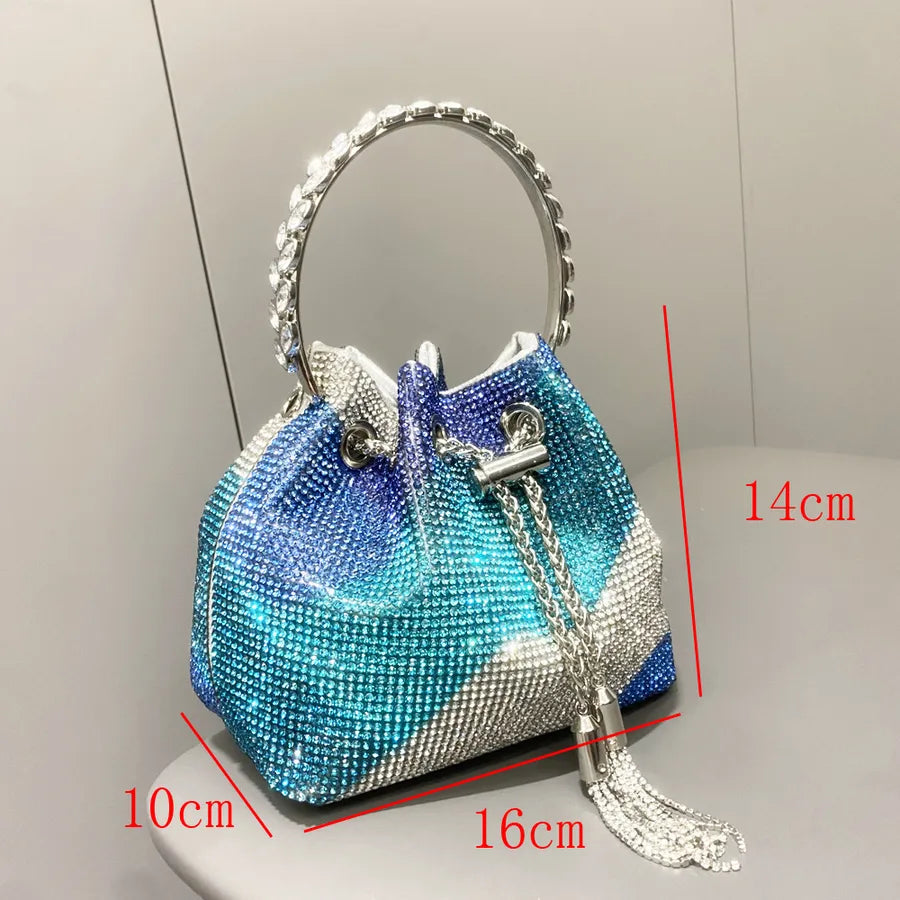 Women's Medium Polyester Color Block Elegant Bucket String Bucket Bag
