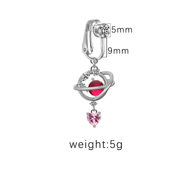 1 Piece Belly Rings Sexy Heart Shape Butterfly Planet 316L Stainless Steel  Alloy Plating Inlay Acrylic Rhinestones Glass White Gold Plated Gold Plated
