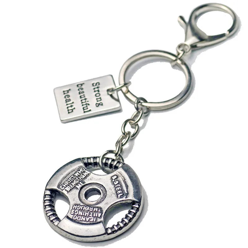 fashion creative fitness weight sheet keychain metal backpack buckle