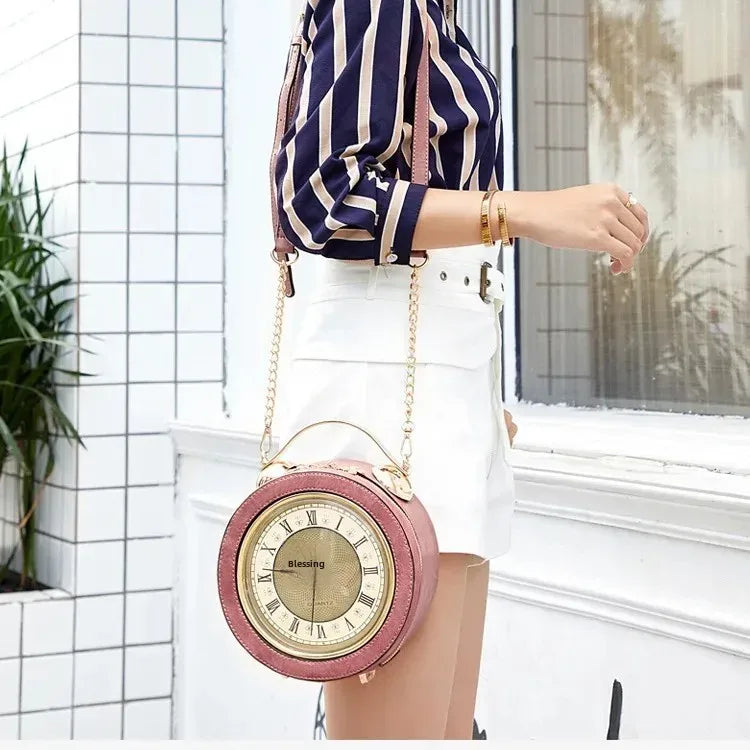 Vintage Handbag Round Clock Bag
