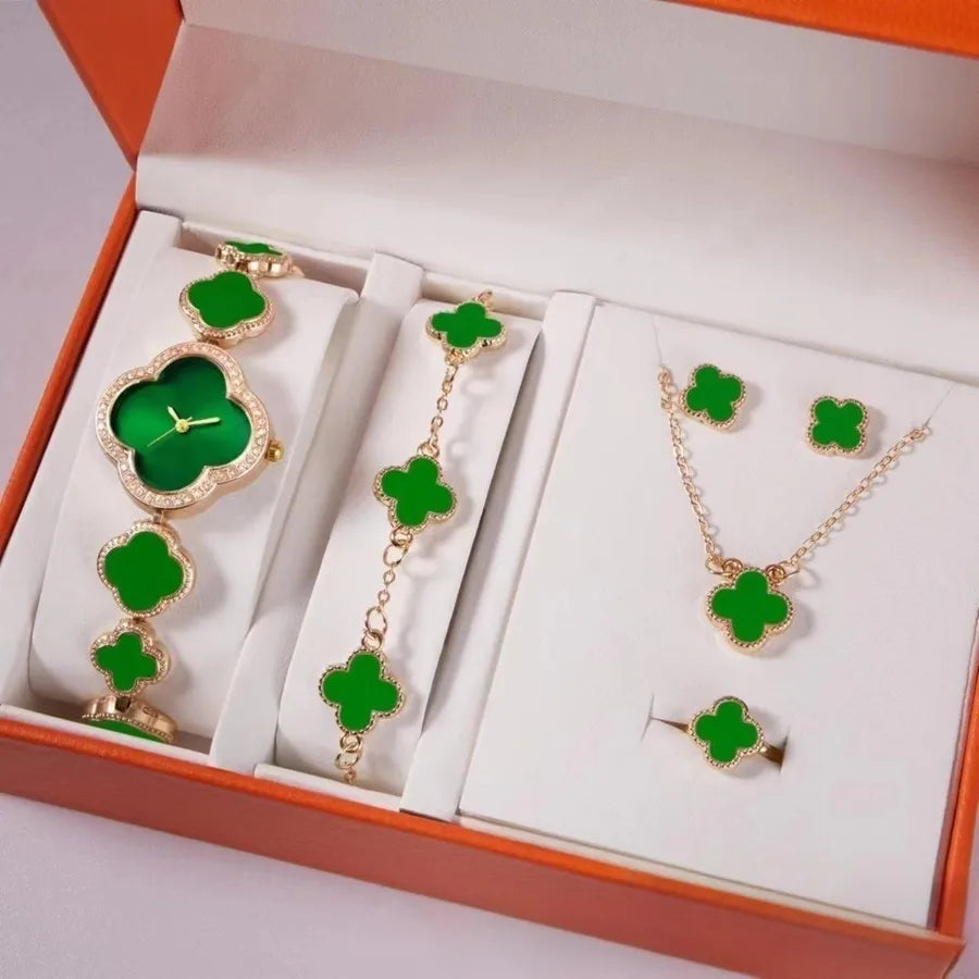 Casual Heart Shape Buckle Quartz Watch Jewelry Sets Women's Watches