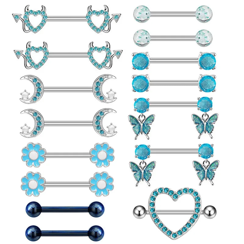 1 Piece Nipple Rings & Studs Hawaiian Sexy Tropical Heart Shape Floral Butterfly 316 Stainless Steel  Arylic Alloy Epoxy Plating Inlay Acrylic Rhinestones Zircon White Gold Plated nipple ring Nipple Rings & Studs