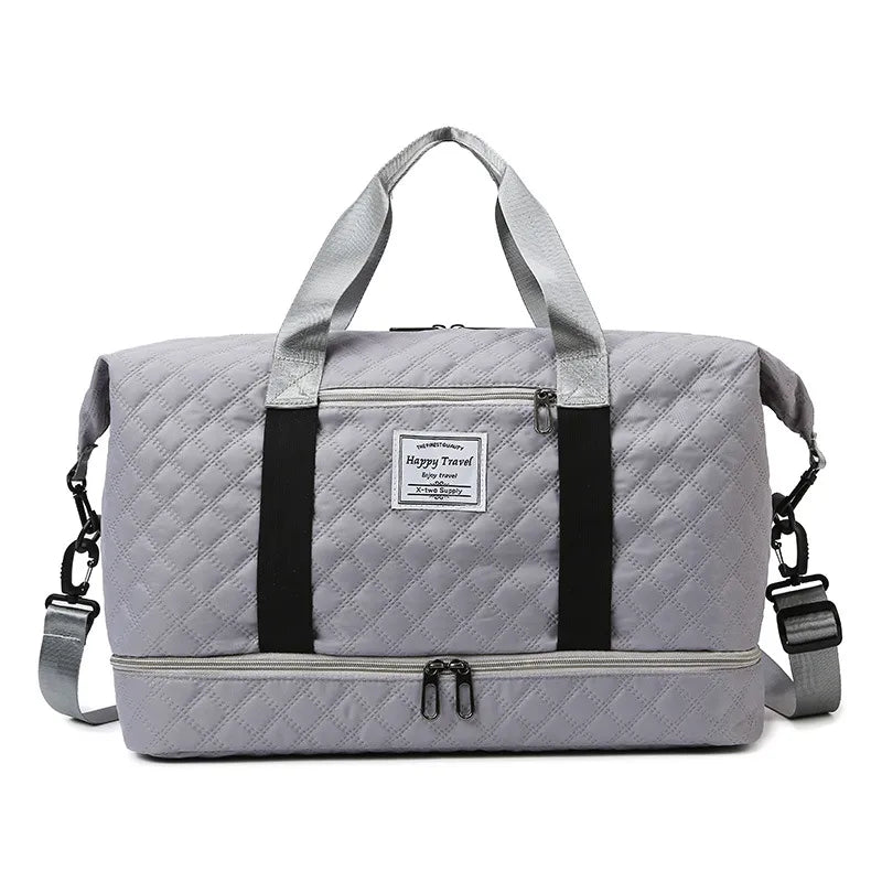 Fashion short-distance travel rhombus dry and wet separation sports handbag yoga fitness bag large capacity shoe warehouse travel bag