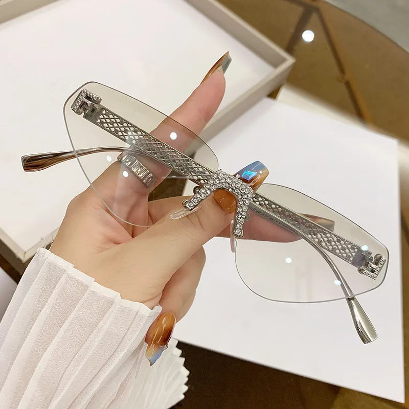 Elegant Basic Solid Color Ac Special-Shaped Mirror Frameless Women's Sunglasses