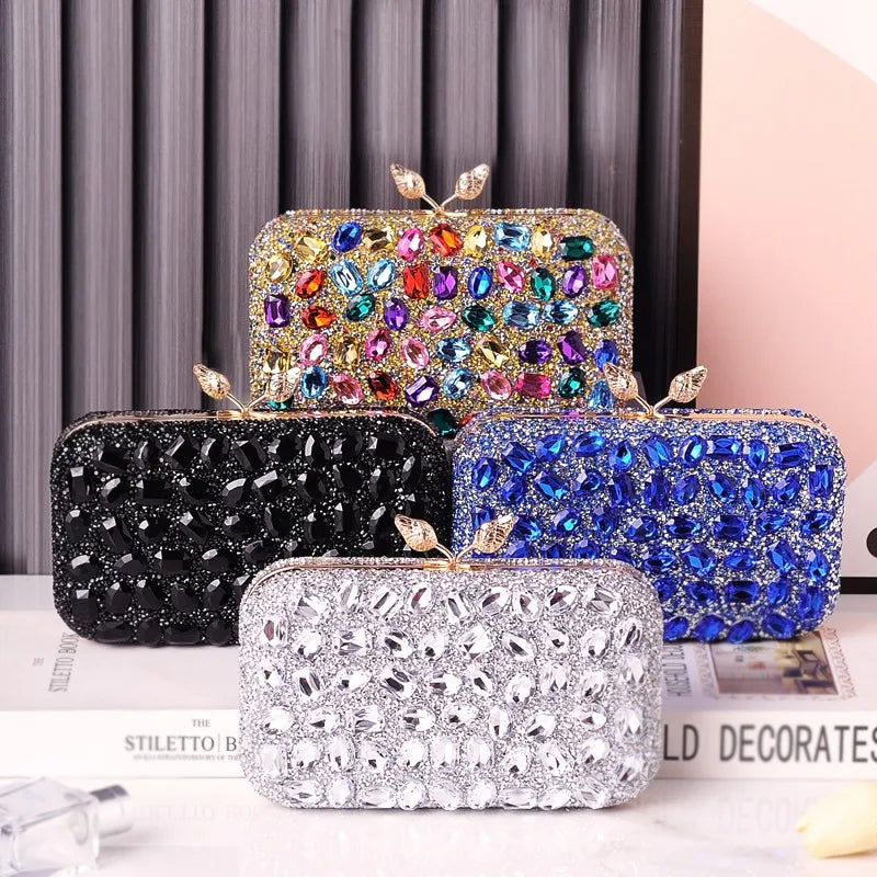 Black colour Royal Blue Resin Geometric Evening Bags