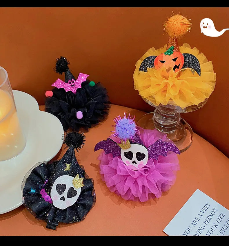 Halloween Cute Funny Kid'S Pumpkin Bat Hair Clip