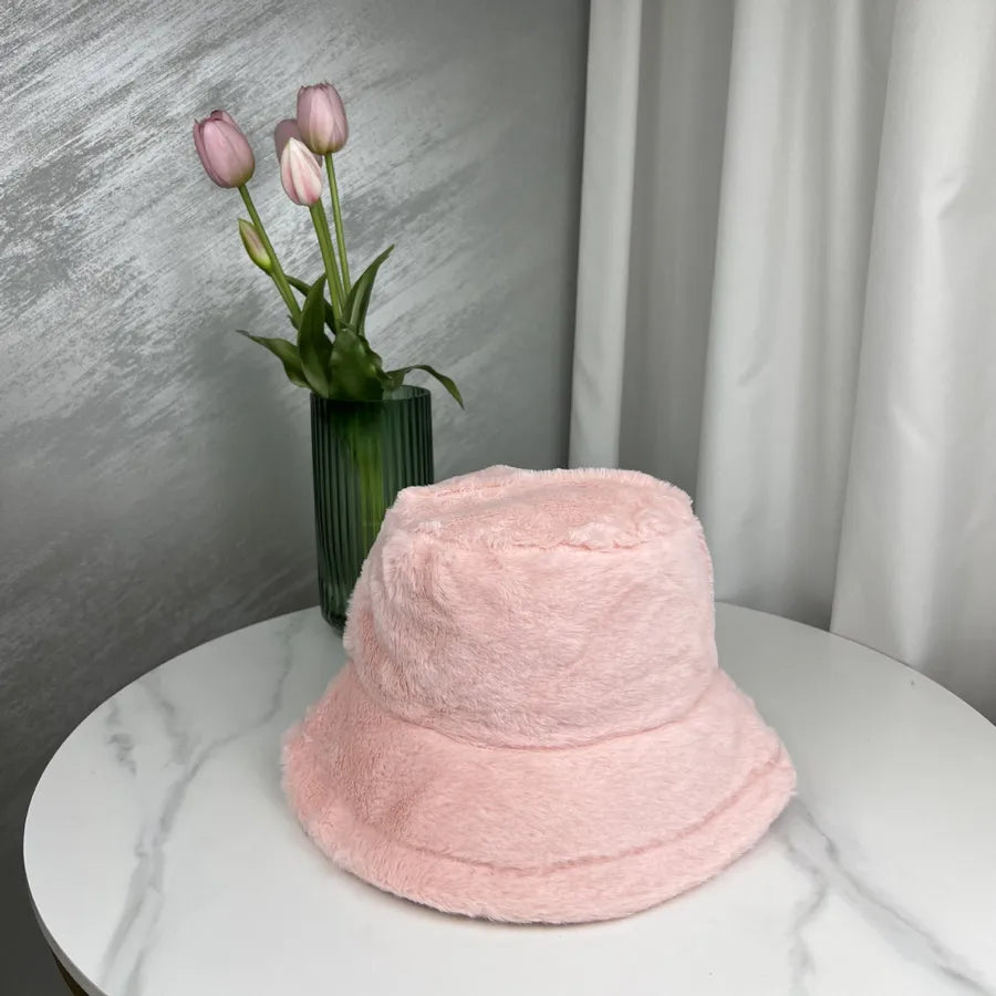 women's basic solid color curved eaves bucket hat