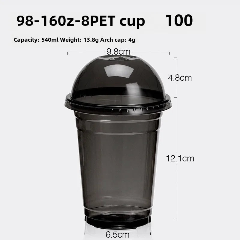 Horn flower disposable cup black plastic ice coffee cup PET cold drink Net red milk tea small black cup with lid