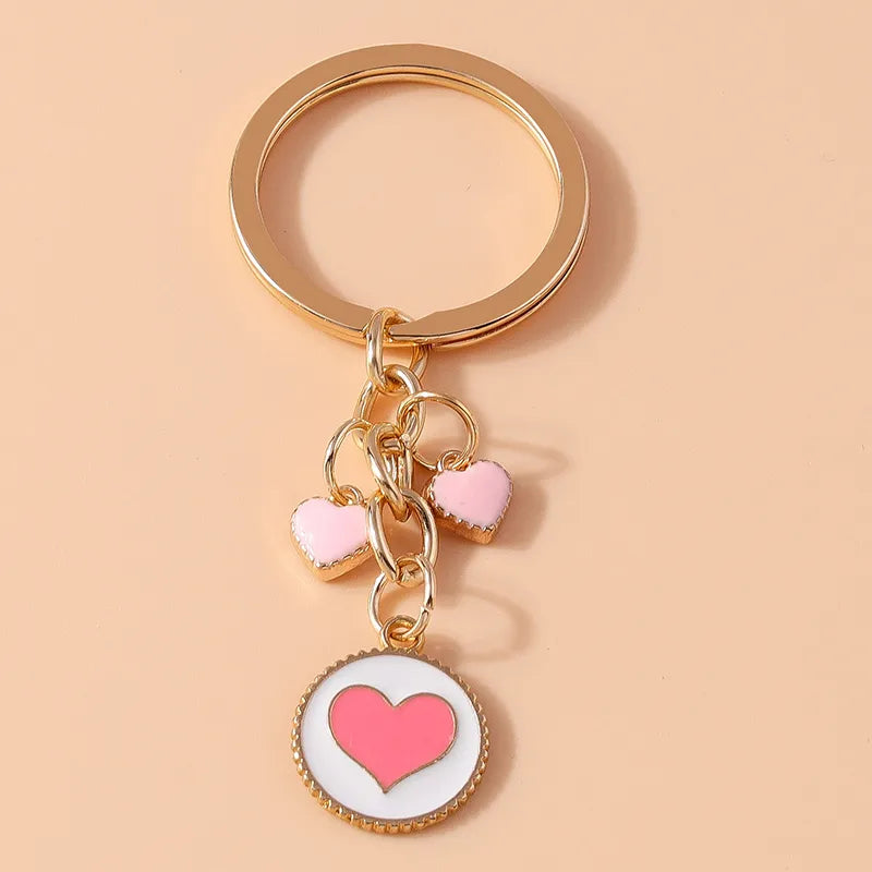 Cartoon Style Sweet Simple Style Round Heart Shape Alloy Keychain