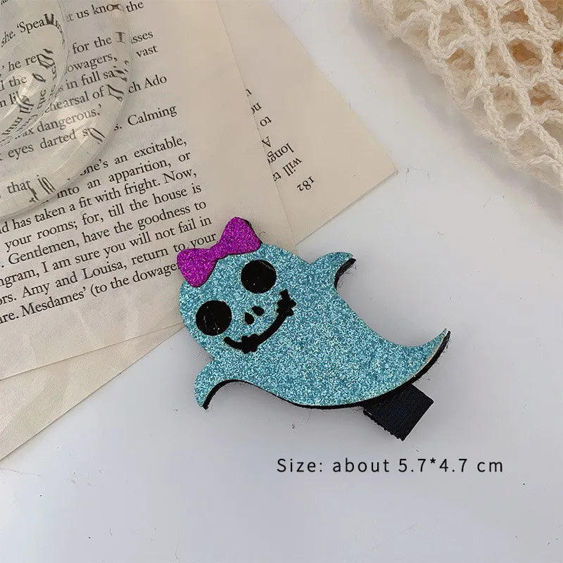 exaggerated funny halloween pattern pumpkin bow knot alloy cloth hair clip