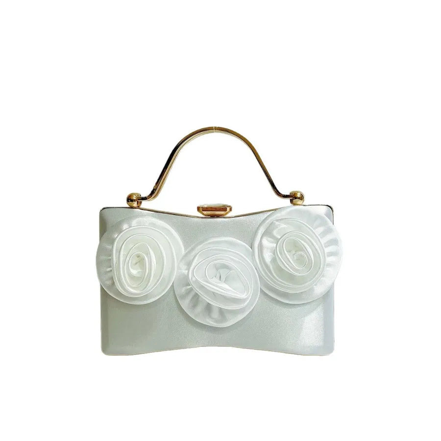 New Diamond Embedded Silk Handbag Fashion Party Evening Gown Bag Banquet Crossbody Dinner Bag Pillow Shape Polyester Material