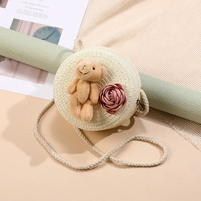 Straw Island Beach Woven Bag Women  New Popular Bag Seaside Straw Bag Cute Kid's Messenger Bag