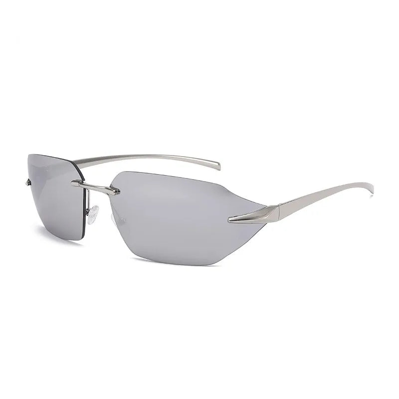 Y2K Punk Solid Color Pc Special-Shaped Mirror Frameless Men's Sunglasses