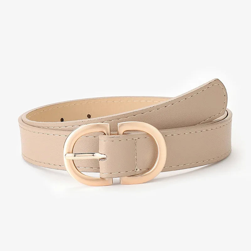 fashion solid color leopard pu leather alloy women's leather belts 1 piece