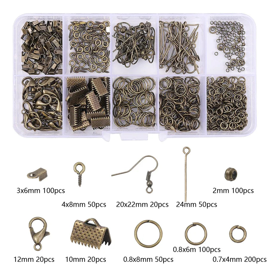 Handmade Beading Jewelry Accessories Kit Earring Hook Bracelet Necklace Material Tool Set Round Circle Chain Metal Simple Design