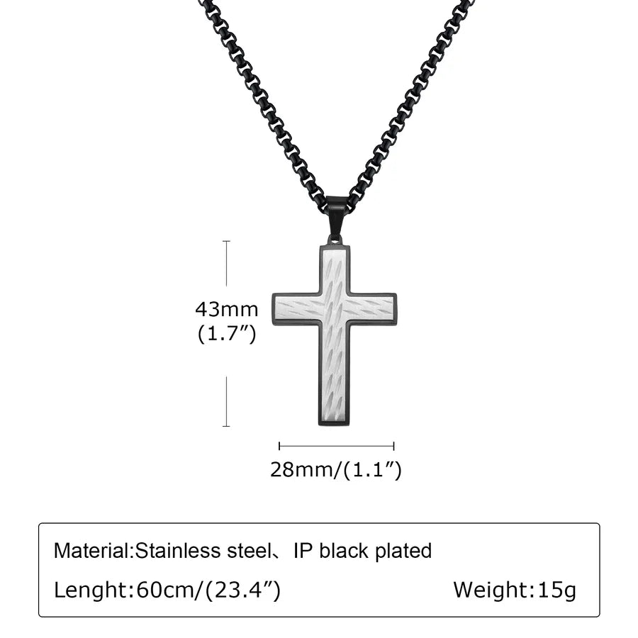 Wholesale Jewelry Religion Cross 304 Stainless Steel Zircon Pendant Necklace