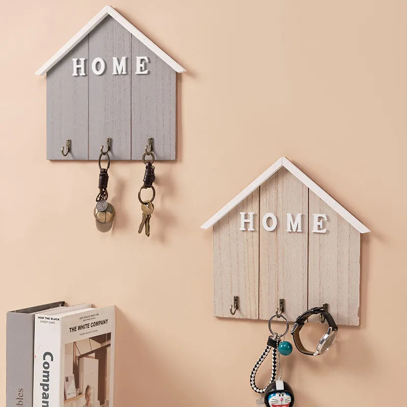 Nordic style solid wood hook a row of creative porch clothes hook home wall key storage box wall hook