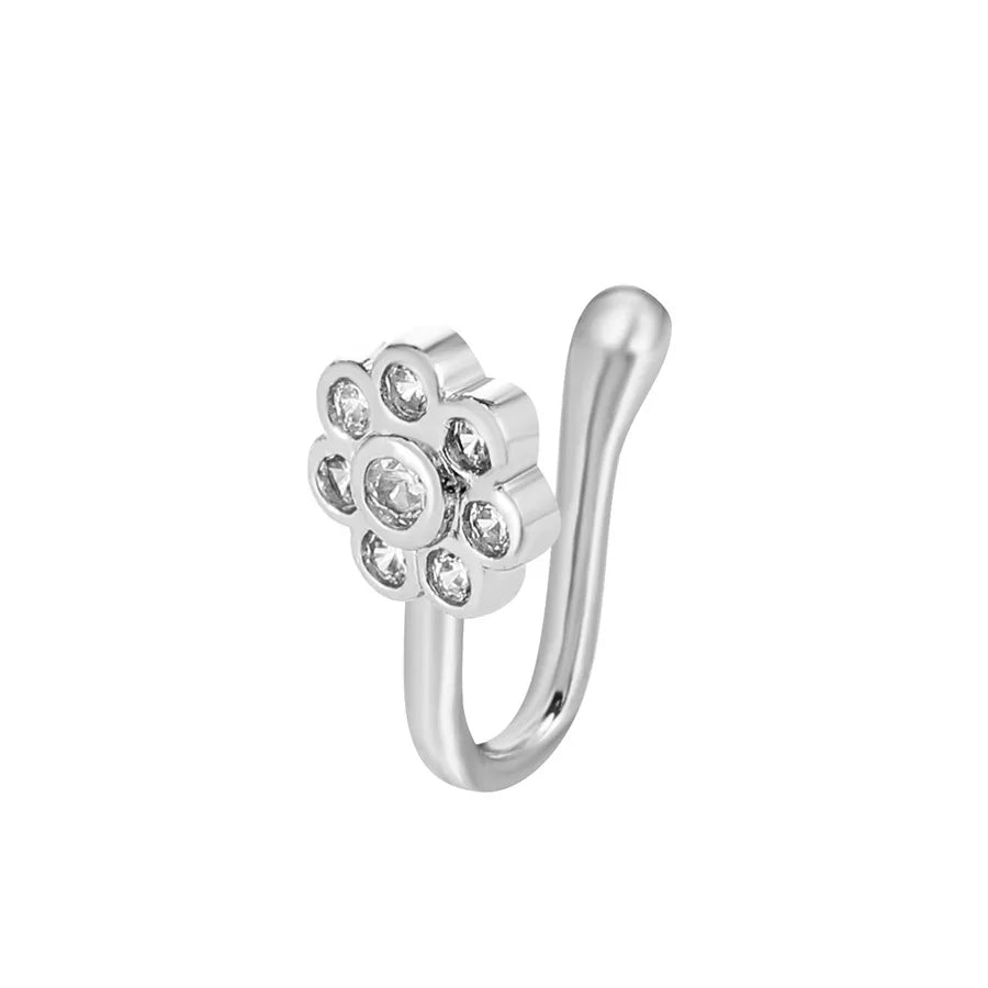 fashion creative copper perforation-free u-shaped nasal splint piercing butterfly flower snake-shaped fake nose studs