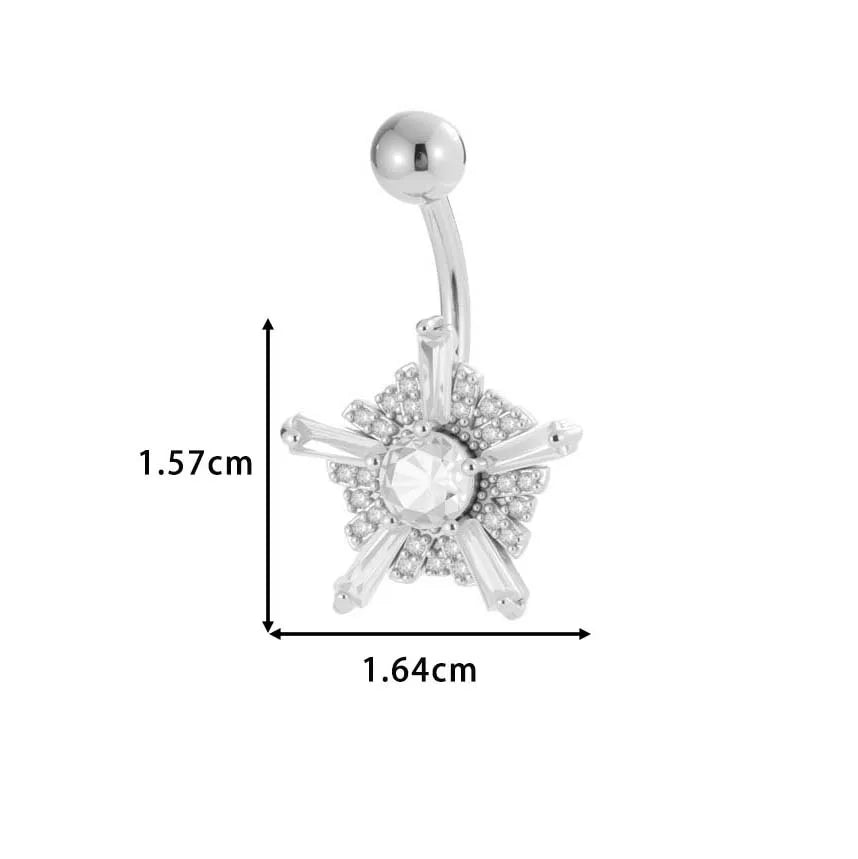 1 Piece Belly Rings IG Style Simple Style Classic Style Cross Flower Butterfly Copper Cross Flowers Butterfly Zircon Belly Rings